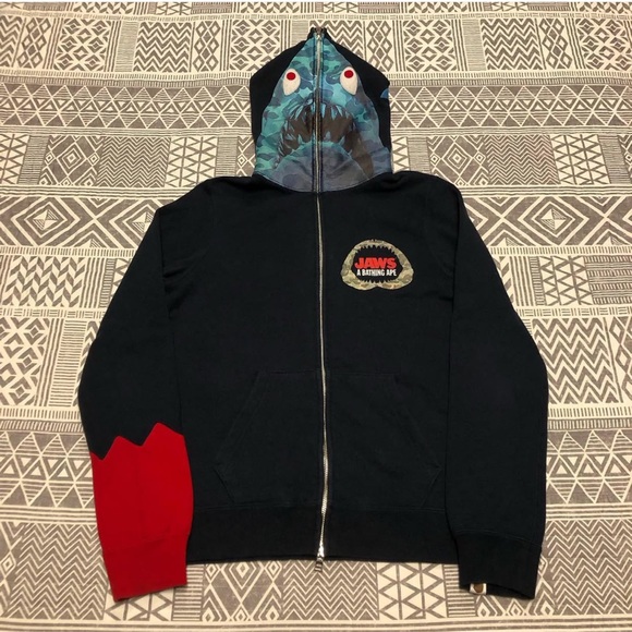 A Bathing Ape Bape X JAWS ABC Camo Shark Full Zip Hoodie Size Extra Small - Picture 1 of 10